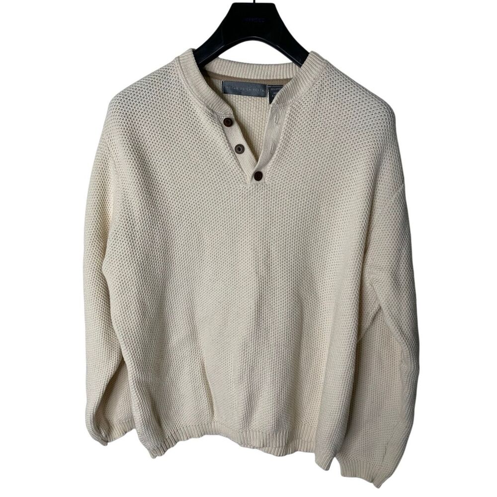 Vintage Oscar De La Renta long sleeve knit henley 100% cotton men's size XL